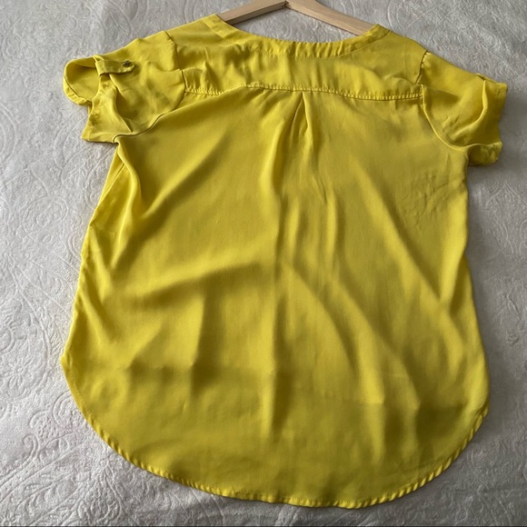 Lightweight Bright Yellow V Neck Blouse - Picture 9 of 12